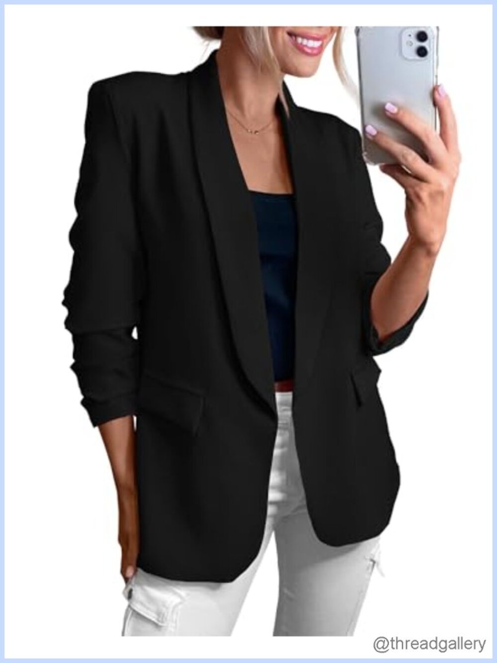 Womens Lightweight Blazer Shawl Collar Open Front Lined Business Casual Jacket